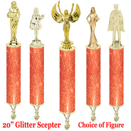 Glitter Scepter!  20" tall with choice of figure.  Orange  Glitter