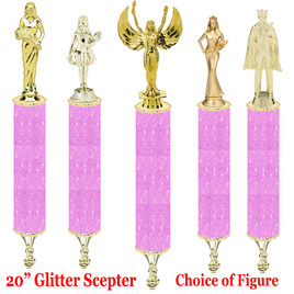 Glitter Scepter!  20" tall with choice of figure.  Pink  Glitter