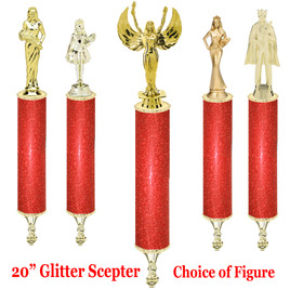 Glitter Scepter!  20" tall with choice of figure.  Red  Glitter