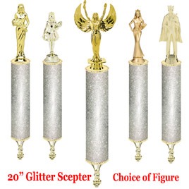 Glitter Scepter!  20" tall with choice of figure.  Silver  Glitter