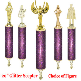 Glitter Scepter!  20" tall with choice of figure.  Wine  Glitter