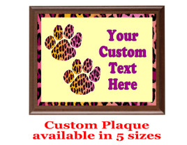 Custom Full Color Plaque.  Brown plaque with full color plate.  5 Plaques sizes available - Animal Print 1