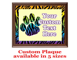 Custom Full Color Plaque.  Brown plaque with full color plate.  5 Plaques sizes available - Animal Print 5