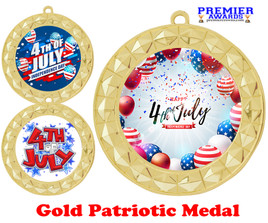  Patriotic Medal with choice of artwork. Gold  2 3/4" medal includes free neck ribbon - 935G