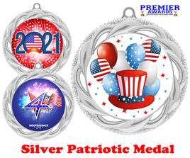 Patriotic Medal with choice of artwork. Silver  2 3/4" medal includes free neck ribbon - 938S