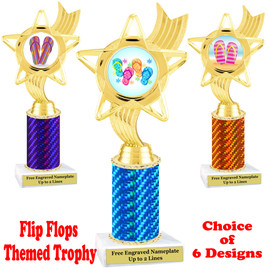 Flip Flop  theme trophy.  Choice of trophy height, column color and base. (ph27