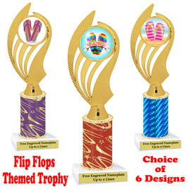 Flip Flop  theme trophy.  Choice of trophy height, column color and base. (ph102