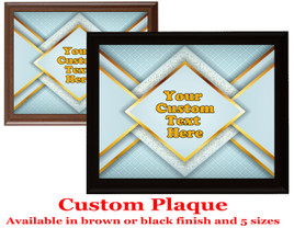 Custom Full Color Plaque.  Choice of black or brown plaque with full color plate.  5 Plaques sizes available - deco010