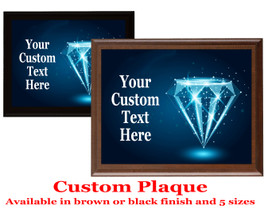 Custom Full Color Plaque.  Choice of black or brown plaque with full color plate.  5 Plaques sizes available - Diamond 10