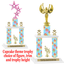 Cupcake  theme 2-Column trophy.  Numerous trophy heights and figures available  (004