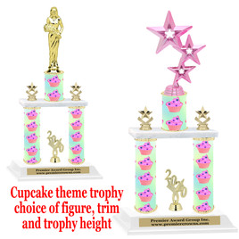 Cupcake  theme 2-Column trophy.  Numerous trophy heights and figures available  (005