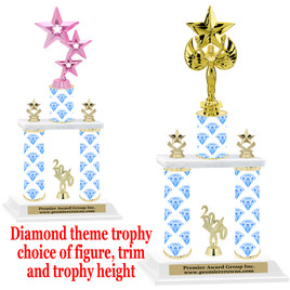 Diamond theme 2-Column trophy.  Numerous trophy heights and figures available  (001