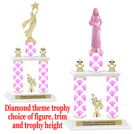 Diamond theme 2-Column trophy.  Numerous trophy heights and figures available  (002