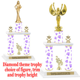 Diamond theme 2-Column trophy.  Numerous trophy heights and figures available  (003