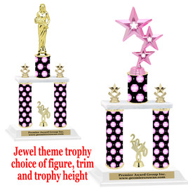 Jewel theme 2-Column trophy.  Numerous trophy heights and figures available  (001