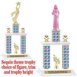 Sequin  theme 2-Column trophy.  Numerous trophy heights and figures available  (002