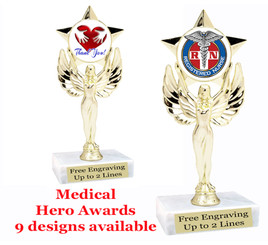 Medical Hero theme trophy with choice of art work.  6" tall. (7517