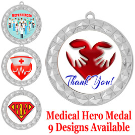 Medical hero theme medal.  Choice of 9 designs.  Includes free engraving and neck ribbon.  (hero - 935s