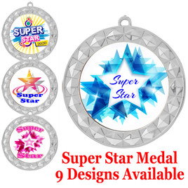 Super Star theme medal.  Choice of 9 designs.  Includes free engraving and neck ribbon.  ( 935s