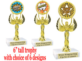 Student Encouragement  theme  trophy with choice of art work.   6" tall  80087