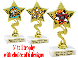 Student Encouragement  theme  trophy with choice of art work.   6" tall  80106