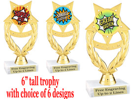 Student Encouragement  theme  trophy with choice of art work.   6" tall  ph97