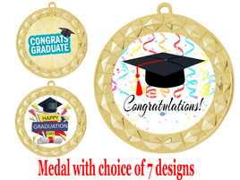 Graduation theme medal.  Choice of 7 designs.  Includes free engraving and neck ribbon.  ( 935g