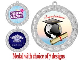 Graduation theme medal.  Choice of 7 designs.  Includes free engraving and neck ribbon.  ( 935s