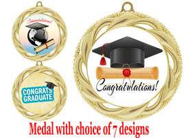 Graduation theme medal.  Choice of 7 designs.  Includes free engraving and neck ribbon.  ( 938g