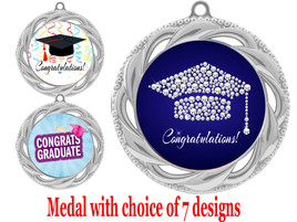 Graduation theme medal.  Choice of 7 designs.  Includes free engraving and neck ribbon.  ( 938s