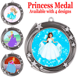 Princess theme medal with choice of 4 designs.  Our exclusive designs!  (930-s