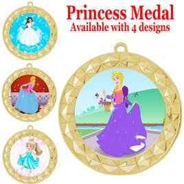 Princess theme medal with choice of 4 designs.  Our exclusive designs!  (935g
