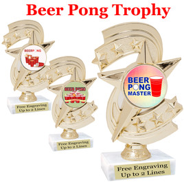 BEER PONG  trophy.  6"tall with choice of insert design.  Great award for your Beer Pong games and  Family Game Nights! h300