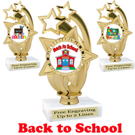 Back to School themed trophy.  9 Designs available. (ph55