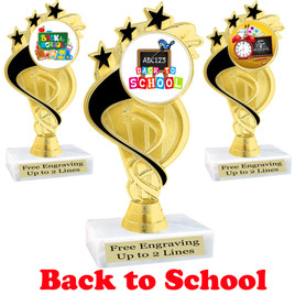 Back to School themed trophy.  9 Designs available. (ph106