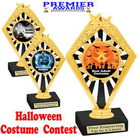 6" tall  Halloween Costume Contest theme trophy.  Choice of art work and base.  9 designs available. 92656