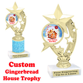 Custom Gingerbread House trophy.  Great trophy for all of your holiday events and pageants.  h208