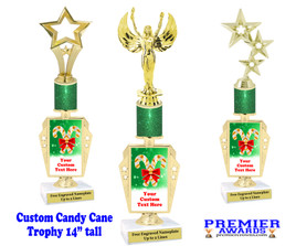 Custom Candy Cane Trophy.  Great trophy for those Holiday Events, Pageants, Contests and more!   14" tall - r450-2