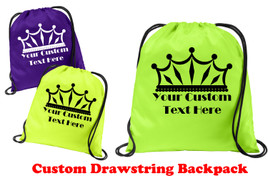 Customizable Cinch Backpack.  Great for awards, gifts and raffles.   (002