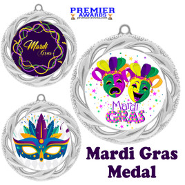 Mardi Gras theme medal.  Great medal for your pageants, contests, competitions and more.  938s