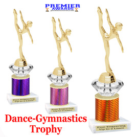  Dance Trophy.  Great trophy for your pageants, events, contests and more!   1 Column w/diamond.. 654-g