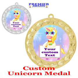 Custom Unicorn theme medal.  Great medal for your pageants, contests, competitions and more.  