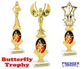 Butterfly theme trophy.  Great award for your pageants, contests, themed events, parties and more.  