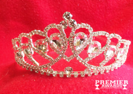 2" tall crown with side combs.  Large accent stones add to the beauty of this Tiara.