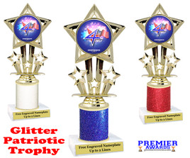 Glitter Patriotic theme trophy. Great trophy for all of your patriotic themed events!  (767