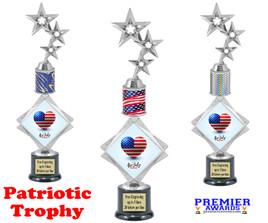  Patriotic theme trophy. 16" tall Great trophy for all of your patriotic themed events!  001