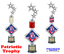 Patriotic theme trophy. 16" tall Great trophy for all of your patriotic themed events!  004