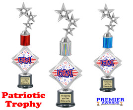 Patriotic theme trophy. 16" tall Great trophy for all of your patriotic themed events!  006