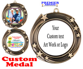 Custom medal.  Upload your logo, art work or text for a unique medal great for any event!  930G