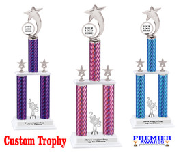 Custom  2 Column Trophy - Available in multiple heights and column colors.  Upload your logo.  Silver trim and figure.  6061-s